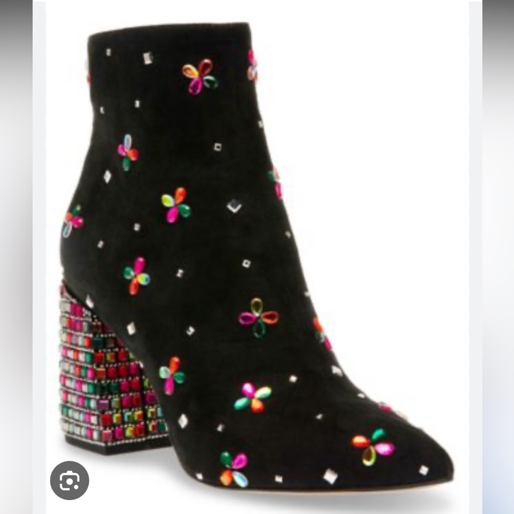 Betsey Johnson Black Multicolor Embellished Boots